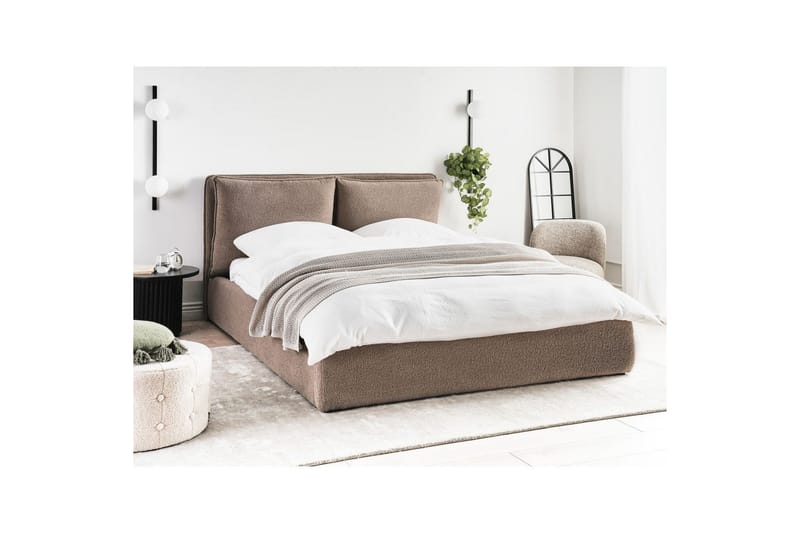 Seng med lagring Bajonna - Taupe, 160x200 cm - Møbler - Senger - Sengeramme & sengestamme