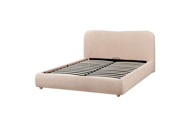 Seng med lagring Blagnac - Beige/Bouclé, 160x200 cm - Møbler - Senger - Sengeramme & sengestamme