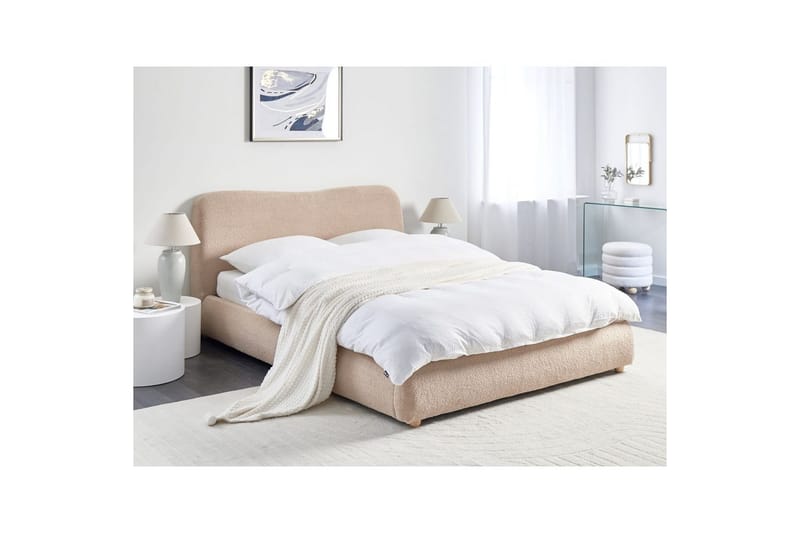 Seng med lagring Blagnac - Beige/Bouclé, 160x200 cm - Møbler - Senger - Sengeramme & sengestamme