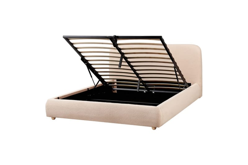 Seng med lagring Blagnac - Beige/Bouclé, 160x200 cm - Møbler - Senger - Sengeramme & sengestamme