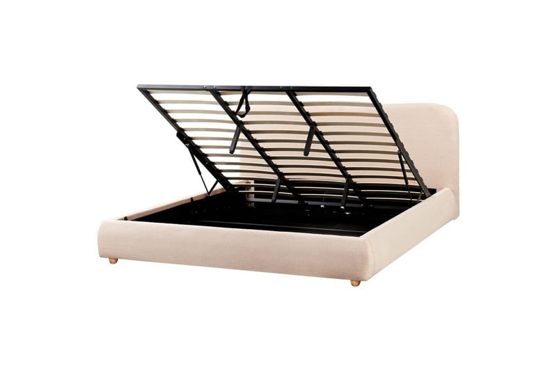 Seng med lagring Blagnac - Beige/Bouclé, 180x200 cm - Møbler - Senger - Sengeramme & sengestamme