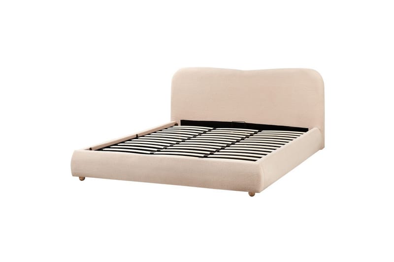 Seng med lagring Blagnac - Beige/Bouclé, 180x200 cm - Møbler - Senger - Sengeramme & sengestamme