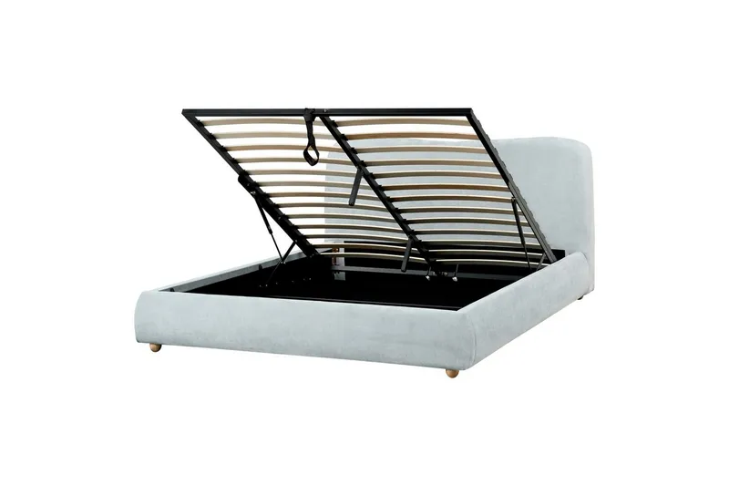 Seng med lagring Blagnac - Blå/Polyester, 160x200 cm - Møbler - Senger - Sengeramme & sengestamme