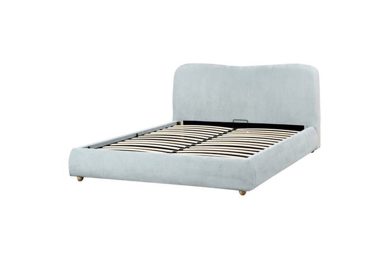 Seng med lagring Blagnac - Blå/Polyester, 160x200 cm - Møbler - Senger - Sengeramme & sengestamme