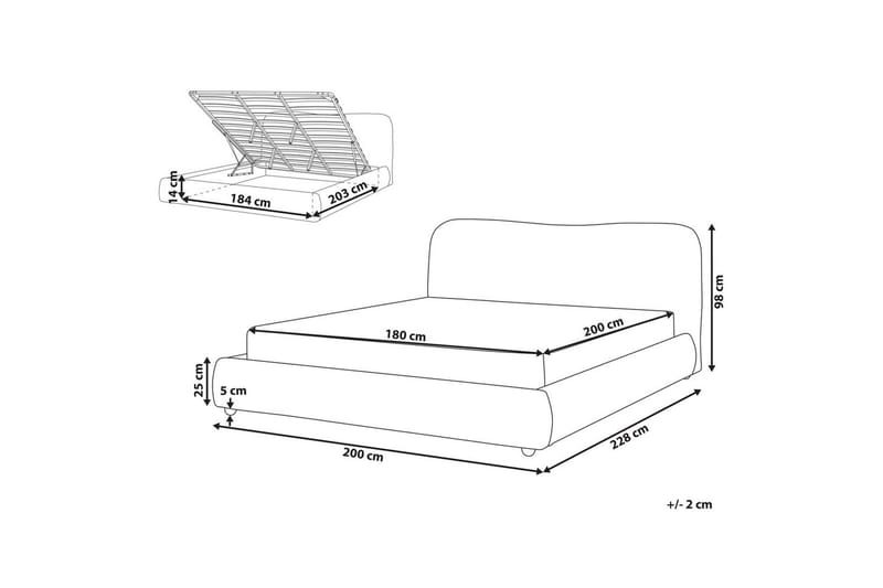 Seng med lagring Blagnac - Blå/Polyester, 180x200 cm - Møbler - Senger - Sengeramme & sengestamme