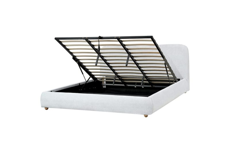 Seng med lagring Blagnac - Grå/Polyester, 180x200 cm - Møbler - Senger - Sengeramme & sengestamme