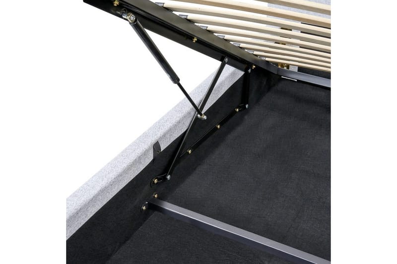 Seng med lagring Blagnac - Grå/Polyester, 180x200 cm - Møbler - Senger - Sengeramme & sengestamme