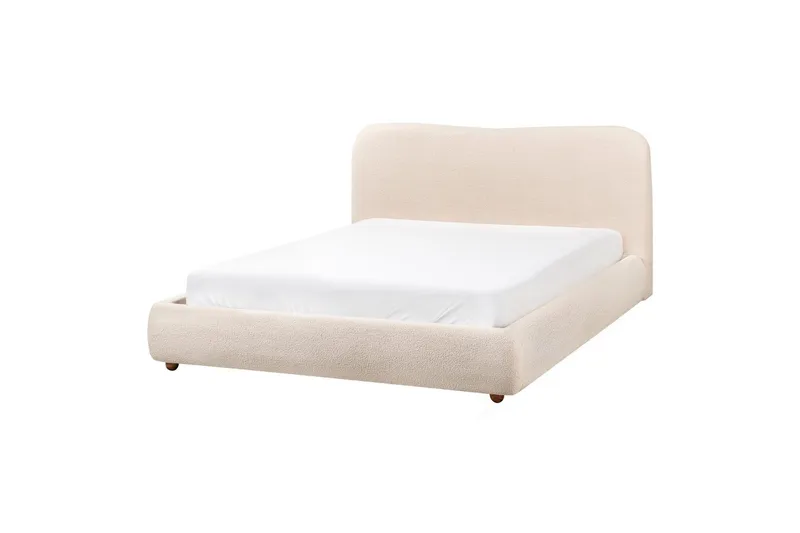 Seng med lagring Blagnac - Lys beige/Bouclé, 160x200 cm - Møbler - Senger - Sengeramme & sengestamme