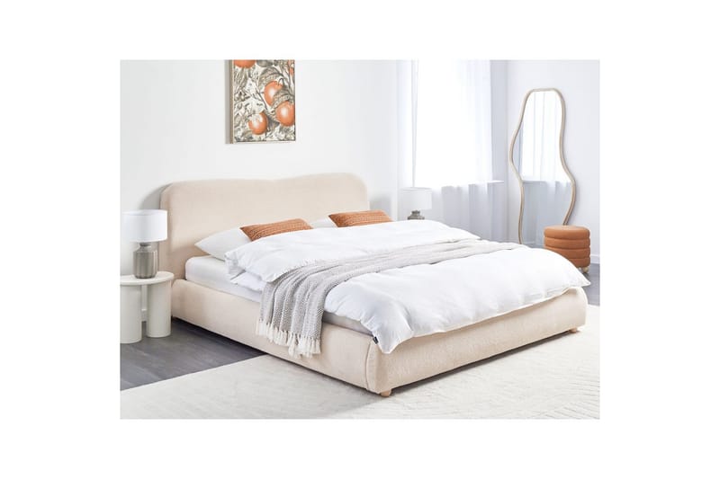 Seng med lagring Blagnac - Lys beige/Bouclé, 180x200 cm - Møbler - Senger - Sengeramme & sengestamme