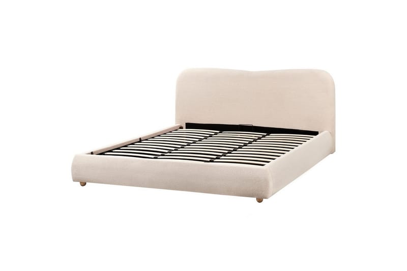 Seng med lagring Blagnac - Lys beige/Bouclé, 180x200 cm - Møbler - Senger - Sengeramme & sengestamme