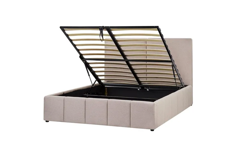 Seng med lagring Castelnavet - Beige, svart, 160x200 cm - Møbler - Senger - Sengeramme & sengestamme