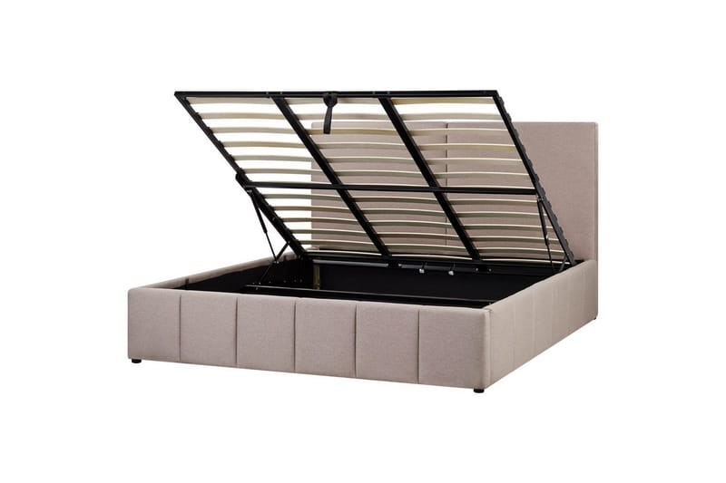 Seng med lagring Castelnavet - Beige, svart, 180x200 cm - Møbler - Senger - Sengeramme & sengestamme