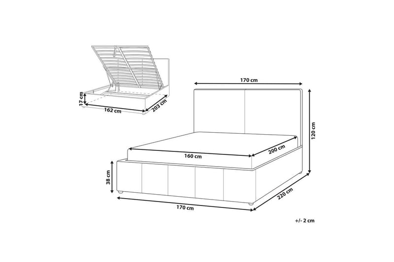 Seng med lagring Castelnavet - Hvit, Svart, 160x200 cm - Møbler - Senger - Sengeramme & sengestamme