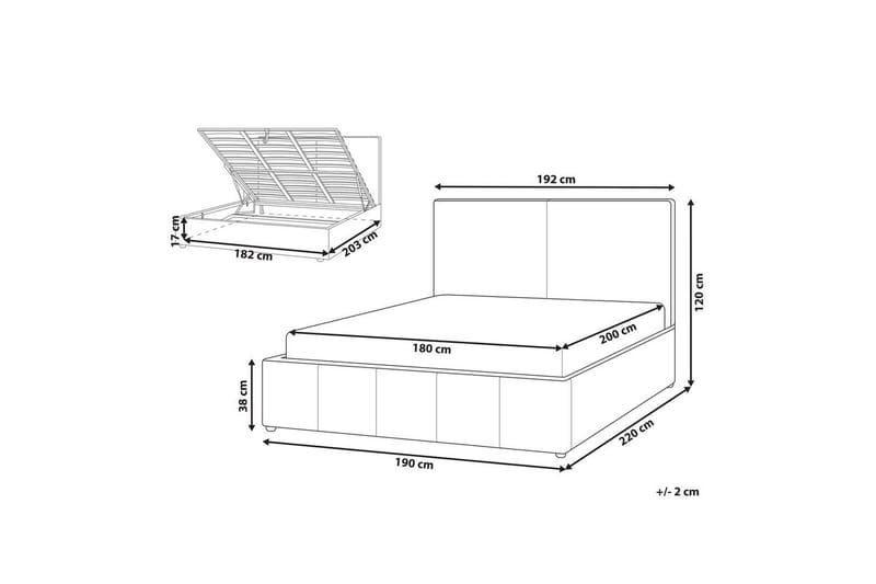 Seng med lagring Castelnavet - Hvit, Svart, 180x200 cm - Møbler - Senger - Sengeramme & sengestamme