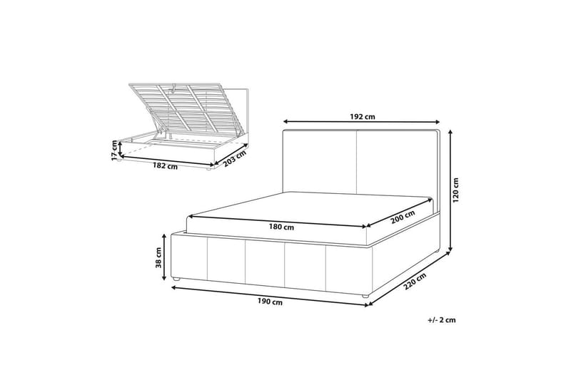 Seng med lagring Castelnavet - Hvit, Svart, 180x200 cm - Møbler - Senger - Sengeramme & sengestamme