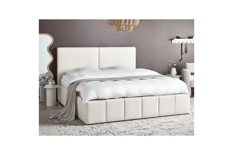 Seng med lagring Castelnavet - Hvit, Svart, 180x200 cm - Møbler - Senger - Sengeramme & sengestamme