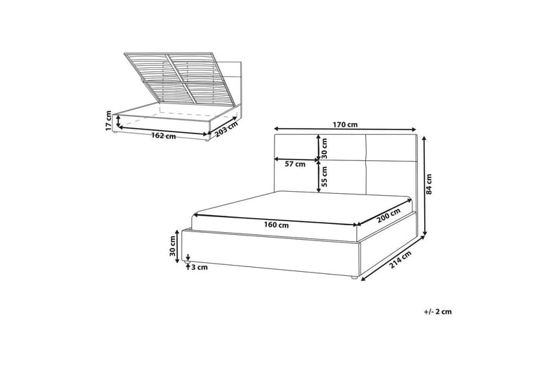 Seng med lagring Lagord - Off-white, Svart, 160x200 cm - Møbler - Senger - Sengeramme & sengestamme