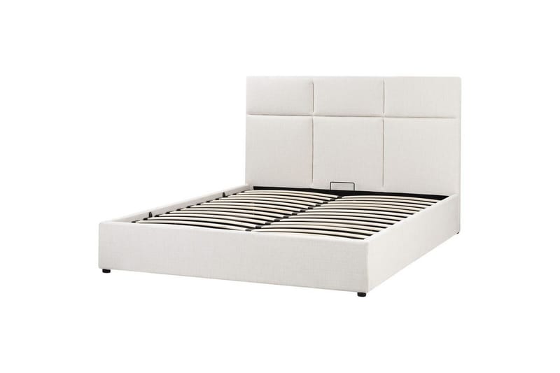 Seng med lagring Lagord - Off-white, Svart, 160x200 cm - Møbler - Senger - Sengeramme & sengestamme