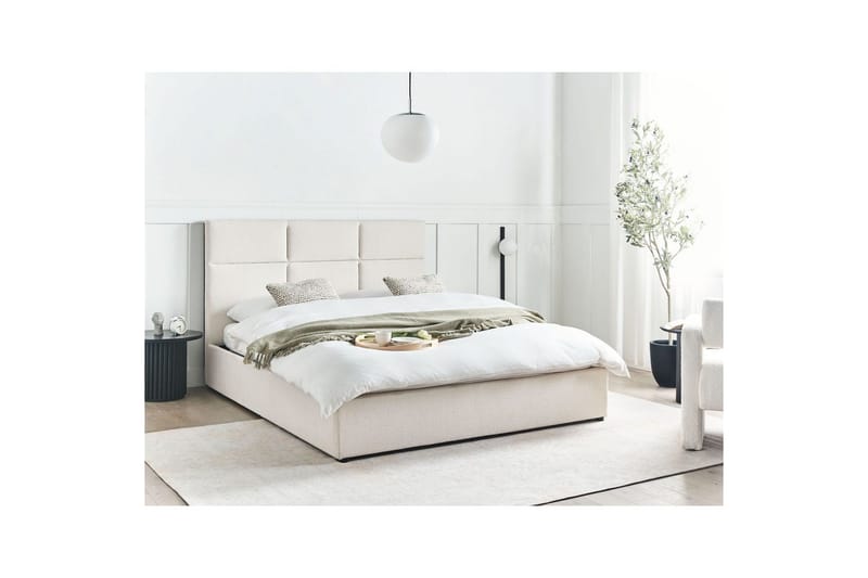 Seng med lagring Lagord - Off-white, Svart, 160x200 cm - Møbler - Senger - Sengeramme & sengestamme