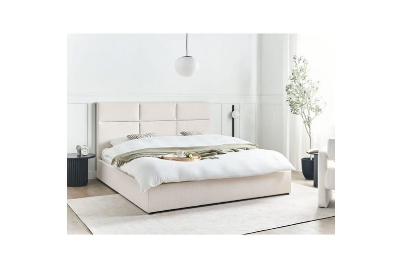Seng med lagring Lagord - Off-white, Svart, 180x200 cm - Møbler - Senger - Sengeramme & sengestamme
