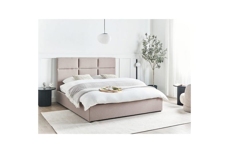 Seng med lagring Lagord - Taupe, svart, 160x200 cm - Møbler - Senger - Sengeramme & sengestamme