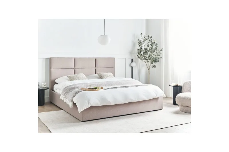 Seng med lagring Lagord - Taupe, svart, 180x200 cm - Møbler - Senger - Sengeramme & sengestamme