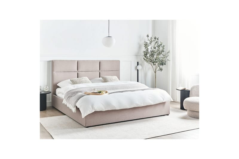Seng med lagring Lagord - Taupe, svart, 180x200 cm - Møbler - Senger - Sengeramme & sengestamme