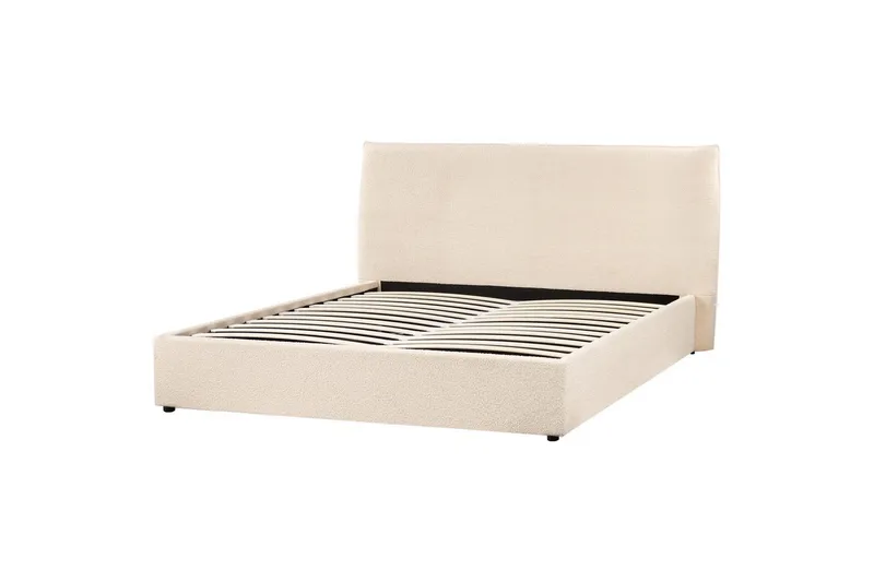 Seng med lagring Lavaur - Beige/Bouclé, 160x200 cm - Møbler - Senger - Sengeramme & sengestamme