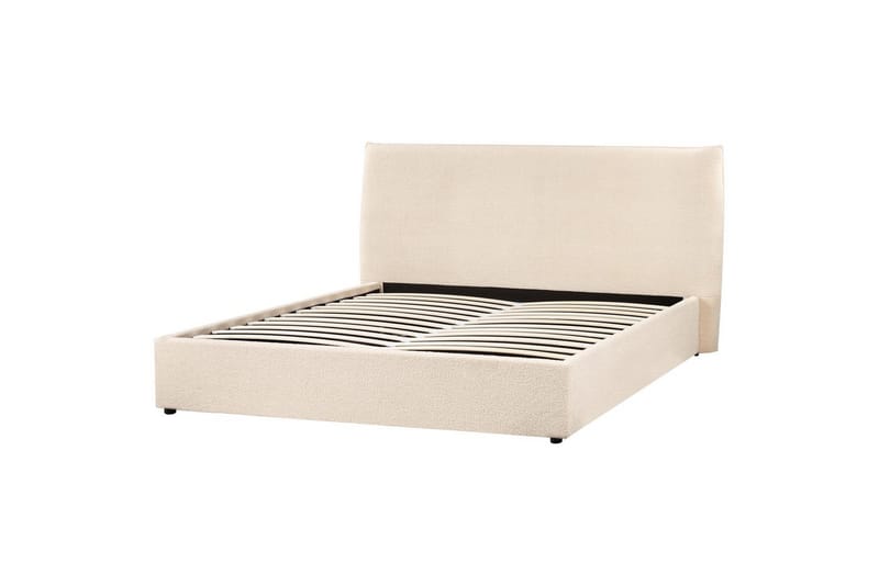 Seng med lagring Lavaur - Beige/Bouclé, 160x200 cm - Møbler - Senger - Sengeramme & sengestamme
