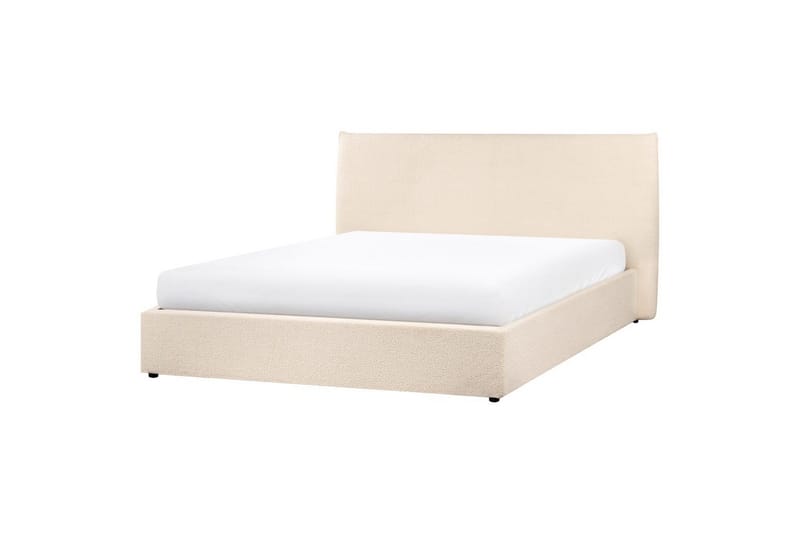 Seng med lagring Lavaur - Beige/Bouclé, 160x200 cm - Møbler - Senger - Sengeramme & sengestamme