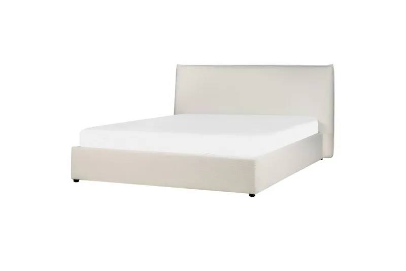 Seng med lagring Lavaur - Hvit/Bouclé, 160x200 cm - Møbler - Senger - Sengeramme & sengestamme