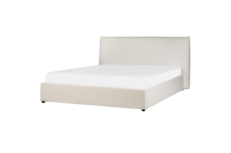 Seng med lagring Lavaur - Hvit/Bouclé, 160x200 cm - Møbler - Senger - Sengeramme & sengestamme