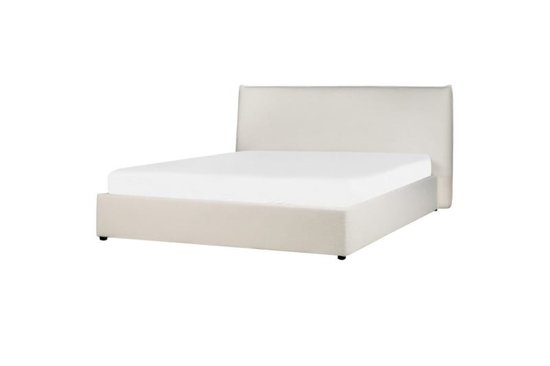 Seng med lagring Lavaur - Hvit/Bouclé, 180x200 cm - Møbler - Senger - Sengeramme & sengestamme