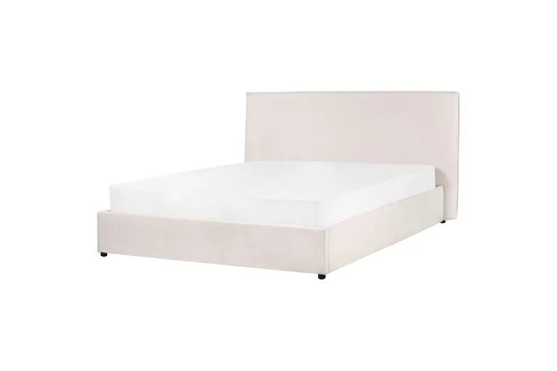 Seng med lagring Lavaur - Hvit/Fløyel, 160x200 cm - Møbler - Senger - Sengeramme & sengestamme