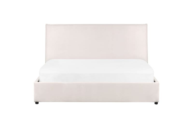 Seng med lagring Lavaur - Hvit/Fløyel, 160x200 cm - Møbler - Senger - Sengeramme & sengestamme