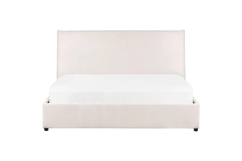 Seng med lagring Lavaur - Hvit/Fløyel, 160x200 cm - Møbler - Senger - Sengeramme & sengestamme
