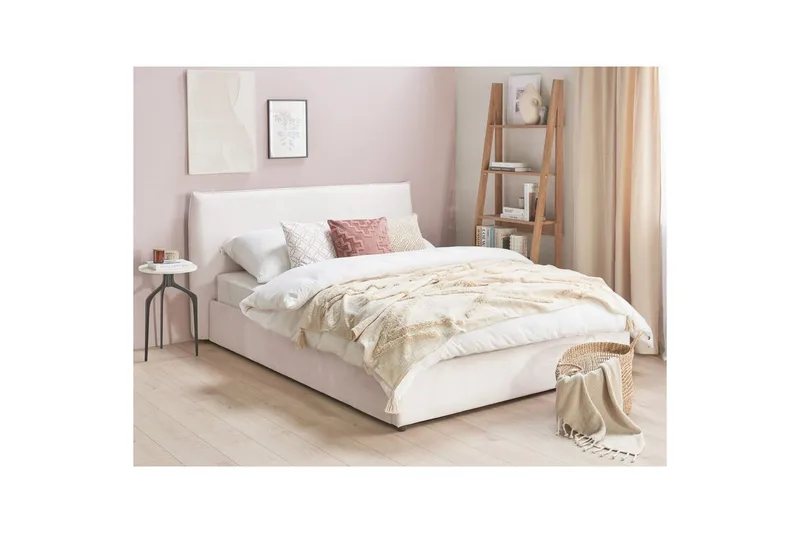 Seng med lagring Lavaur - Hvit/Fløyel, 160x200 cm - Møbler - Senger - Sengeramme & sengestamme