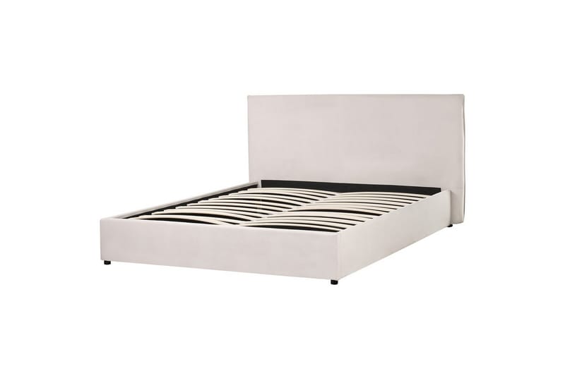 Seng med lagring Lavaur - Hvit/Fløyel, 160x200 cm - Møbler - Senger - Sengeramme & sengestamme