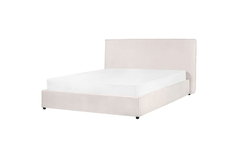 Seng med lagring Lavaur - Hvit/Fløyel, 160x200 cm - Møbler - Senger - Sengeramme & sengestamme