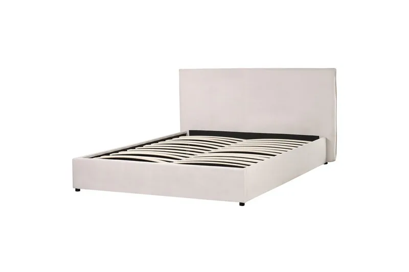 Seng med lagring Lavaur - Hvit/Fløyel, 160x200 cm - Møbler - Senger - Sengeramme & sengestamme