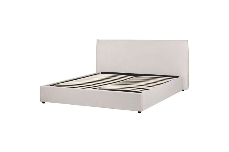 Seng med lagring Lavaur - Hvit/Fløyel, 180x200 cm - Møbler - Senger - Sengeramme & sengestamme