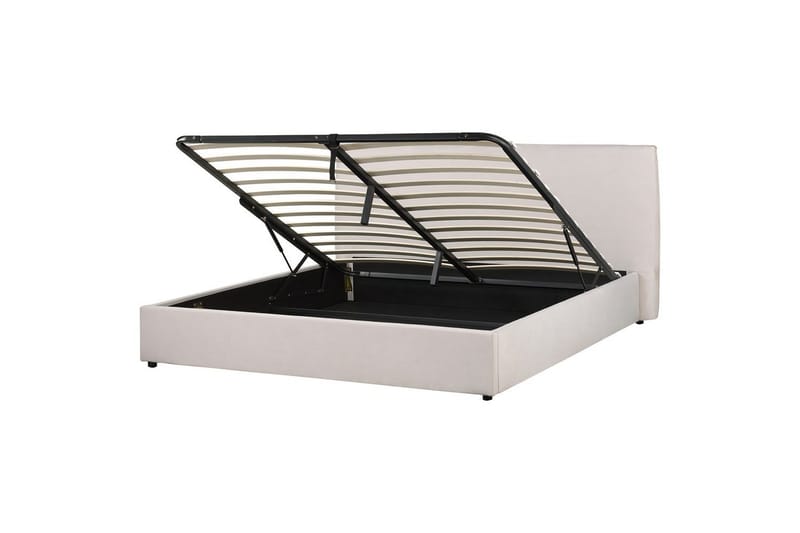 Seng med lagring Lavaur, Hvit/Fløyel, 180x200 cm