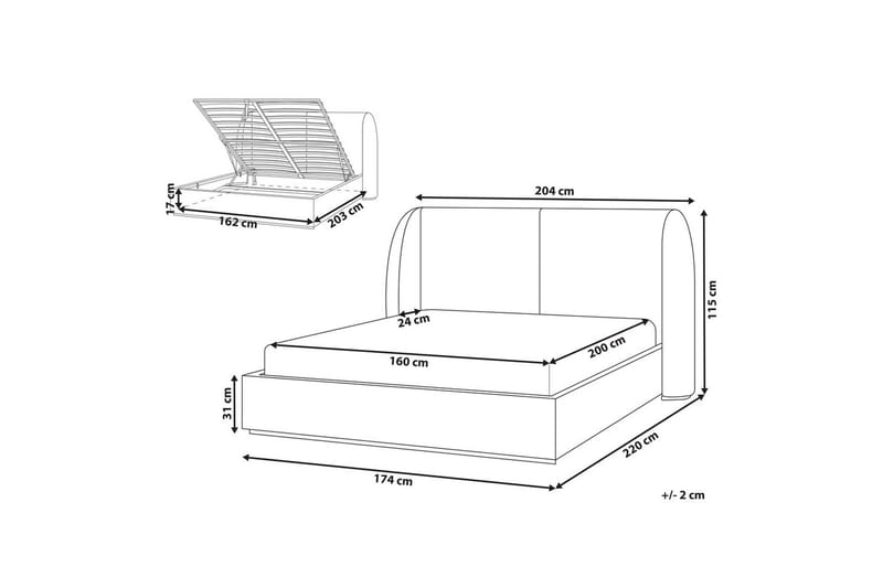 Seng med lagring Monestier - Hvit, 160x200 cm - Møbler - Senger - Sengeramme & sengestamme