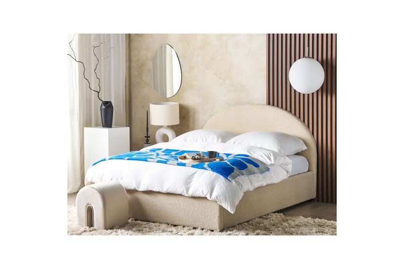 Seng med lagring Vaucluse - Beige/Bouclé, 160x200 cm - Møbler - Senger - Sengeramme & sengestamme