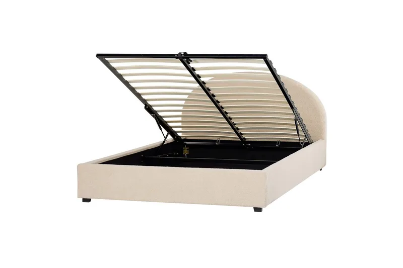 Seng med lagring Vaucluse - Beige/Bouclé, 160x200 cm - Møbler - Senger - Sengeramme & sengestamme