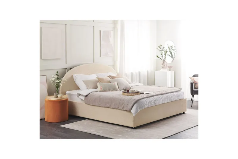 Seng med lagring Vaucluse - Beige/Bouclé, 180x200 cm - Møbler - Senger - Sengeramme & sengestamme