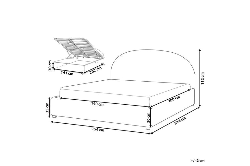 Seng med lagring Vaucluse - Lys blå/Polyester, Lyseblå/Polyester, 140x200 cm - Møbler - Senger - Sengeramme & sengestamme