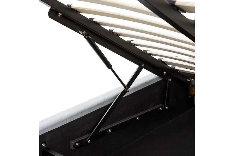 Seng med lagring Vaucluse - Lys blå/Polyester, Lyseblå/Polyester, 140x200 cm - Møbler - Senger - Sengeramme & sengestamme