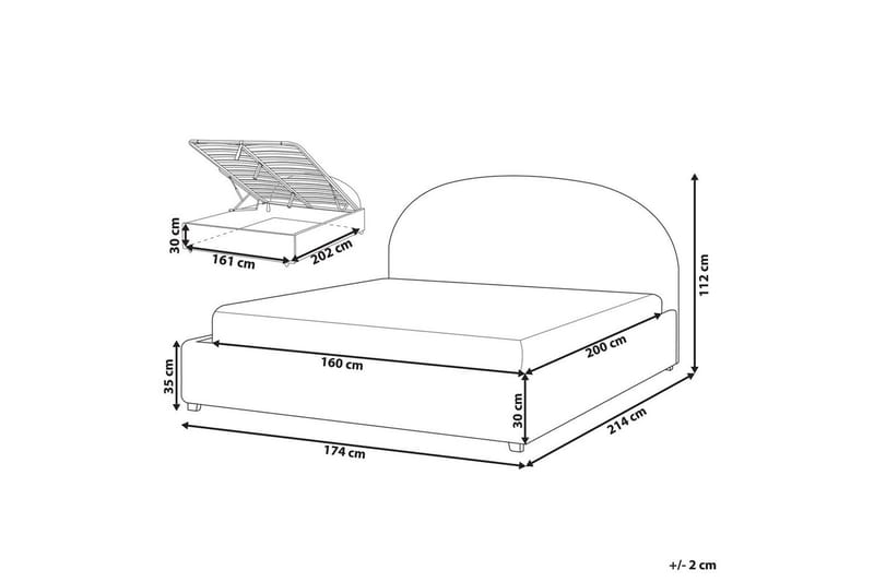 Seng med lagring Vaucluse - Lys blå/Polyester, Lyseblå/Polyester, 160x200 cm - Møbler - Senger - Sengeramme & sengestamme