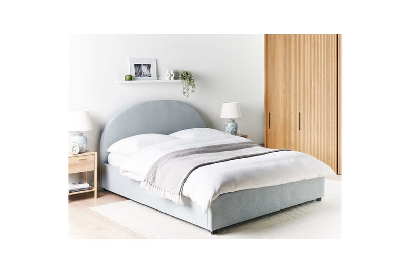 Seng med lagring Vaucluse - Lys blå/Polyester, Lyseblå/Polyester, 160x200 cm - Møbler - Senger - Sengeramme & sengestamme